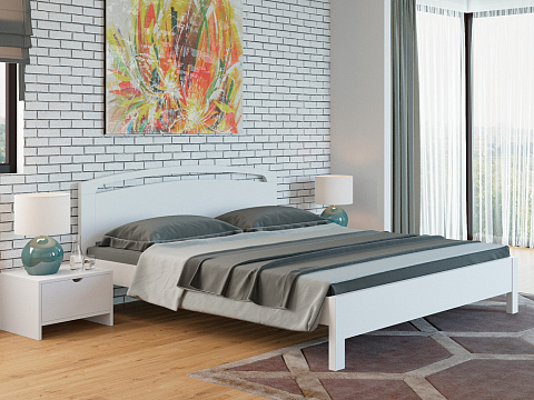 Кровать в скандинавском стиле Веста 1-тахта-R - Кровать из массива с одинарной резкой в изголовье.