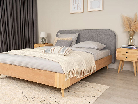 Кровать в скандинавском стиле Lagom Plane Chips - Оригинальная кровать без встроенного основания из ЛДСП с мягкими элементами.
