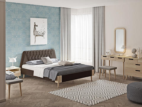 Кровать в скандинавском стиле Lagom Hill Soft - Оригинальная кровать в обивке из мебельной ткани.