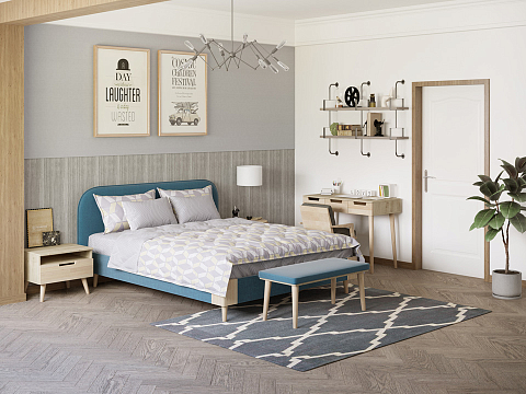 Кровать в скандинавском стиле Lagom Plane Soft - Оригинальная кровать в обивке из мебельной ткани.